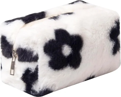 Miniatura 16 de Bolsa de Maquillaje a Cuadros de Felpa Bolsa de Cosméticos Estética a Cuadros Bolsos de Mano Lindos con Cremallera Bolsa de Viaje para Artículos