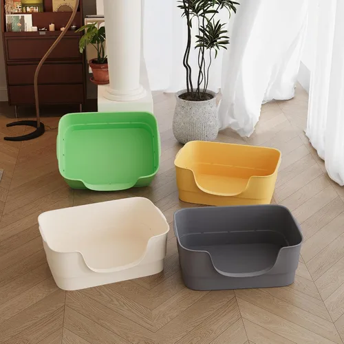 Miniatura 4 de Caja de arena extra grande para gatos grandes, lados altos y diseño de entrada baja, 23.43 x 16.73 x 8.46 pulgadas, espacioso inodoro antiderrames