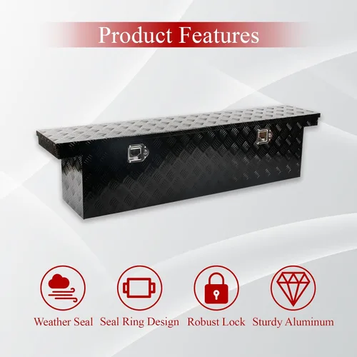 Miniatura 4 de Caja de herramientas de aluminio de 60 pulgadas para camión, caja de pecho de remolque, organizador de almacenamiento bajo la carrocería