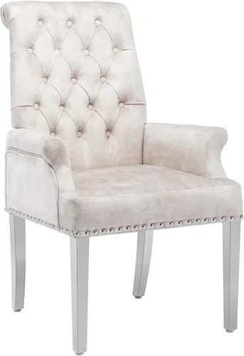 LOULENS Lujosas sillas de comedor de terciopelo, sillas de comedor modernas tapizadas con capitoné, sillas de comedor con reposabrazos y patas de