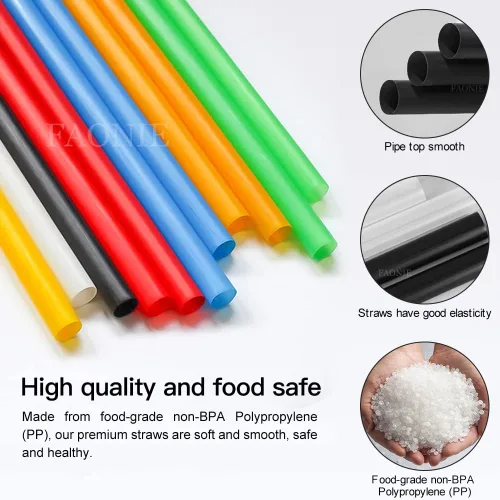 Miniatura 3 de 250 popotes desechables de plástico para beber, 10 x 0.28 pulgadas de largo, pajitas rectas de polipropileno resistentes sin BPA de grado