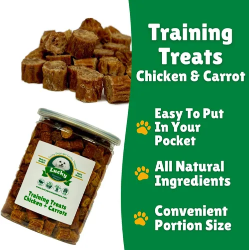 Miniatura 3 de Lucky Premium - Golosinas de entrenamiento de zanahoria de pollo y zanahoria, golosinas pequeñas y crujientes para recompensas de entrenamiento