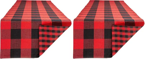 Miniatura 6 de DII Colección de mesa a cuadros Gingham, gris, camino de mesa, 14x72 pulgadas