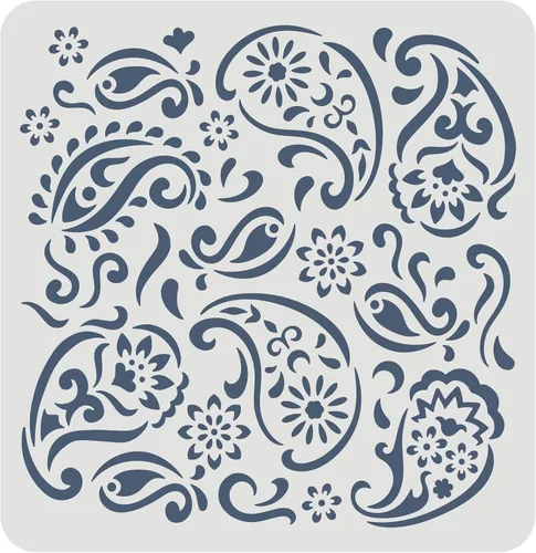 FINGERINSPIRE Plantilla de mandala de cachemira de 11.8 x 11.8 pulgadas, patrón de plástico reutilizable grande para flores vintage, pintura en