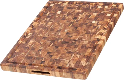 Miniatura 13 de Teakhaus Tabla de cortar en bloque de carnicero - Tabla de cortar extra grande y extra gruesa con canal para jugo - Ideas de regalo para fiestas
