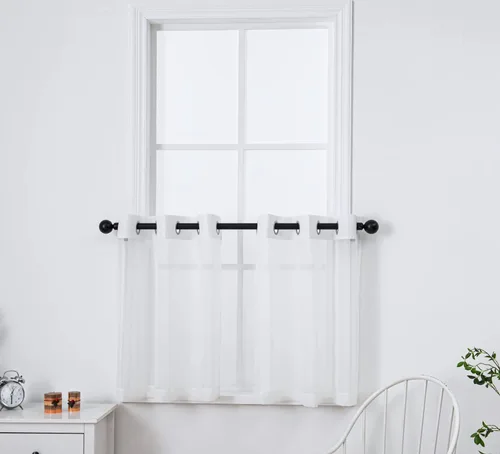Miniatura 17 de PI - Cortinas traslúcidas con paneles pequeños, cortina transparente para ventana de cocina, mirador, 2 paneles