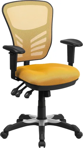 Miniatura 16 de Flash Furniture Nicholas Silla Giratoria de Respaldo Medio para Oficina y Juegos, Silla de Oficina Ergonómica de Malla con Soporte Lumbar y Altura