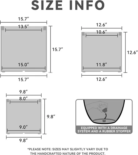 Miniatura 2 de Kante Juego de 3 macetas redondas de concreto de 9.8 pulgadas, 12.6 pulgadas y 15.7 pulgadas de diámetro, estilo moderno, cilíndrica grande
