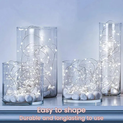 Miniatura 2 de Yiaht Paquete de 12 Luces de Hadas LED a Pilas Luces de Cadena con Temporizador Cable Plateado Impermeable 14 Pies 40 Luces LED Centelleantes