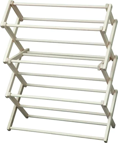 Miniatura 8 de Peaceful Classics Amish - Estante de madera para ropa sucia, hecho a mano, estante de secado plegable para toallas, mantas, artículos esenciales