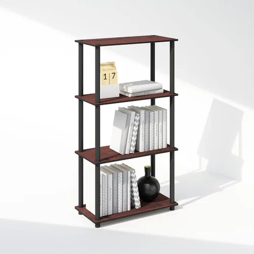 Miniatura 44 de Furinno Turn-N-Tube Estantes de almacenamiento, estante esquinero de 4 niveles, estante de exhibición de montaje sin herramientas, estantería