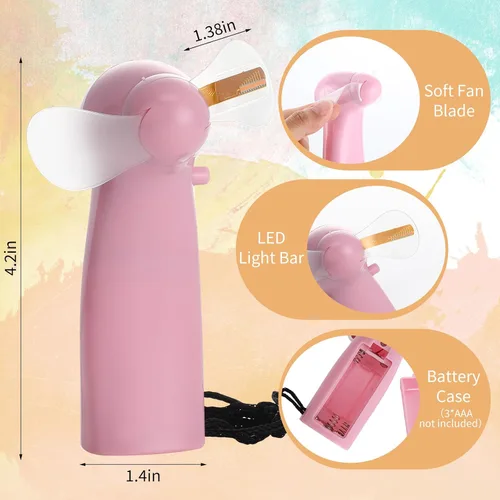 Miniatura 2 de 12 piezas portátil mini batería potente ventilador Hola verano LED pequeño ventilador personal recuerdo de fiesta regalo de verano para viajes
