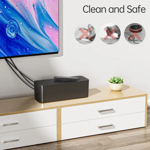 Miniatura 5 de YECAYE Paquete de 2 Cajas de Gestión de Cables, Organizador de Caja de Cables Apto para Mascotas para Hogar y Oficina, Cubierta de Piso a Prueba