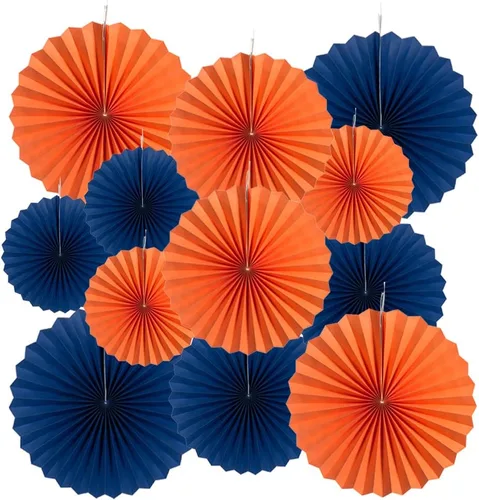 Miniatura 18 de MOWO Abanicos de papel negro para colgar decoración (negro, 6 piezas)