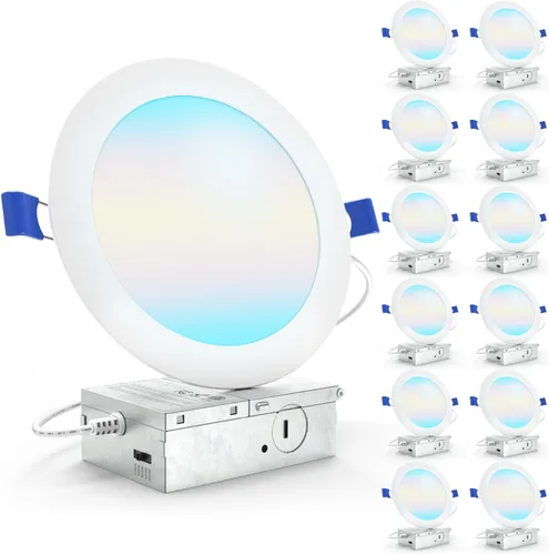 Miniatura 8 de Sunco - Paquete de 12 luces LED empotrables de 4 pulgadas, luz de techo delgada sin lata, 650 LM, 10W, CCT seleccionable