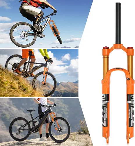 Miniatura 7 de Horquilla de suspensión neumática MTB de 26/27.5/29 pulgadas, viaje de 4.724 in, tubo recto de 1 1/8, QR 0.354 in* 3.937 in, bloqueo manual/remoto