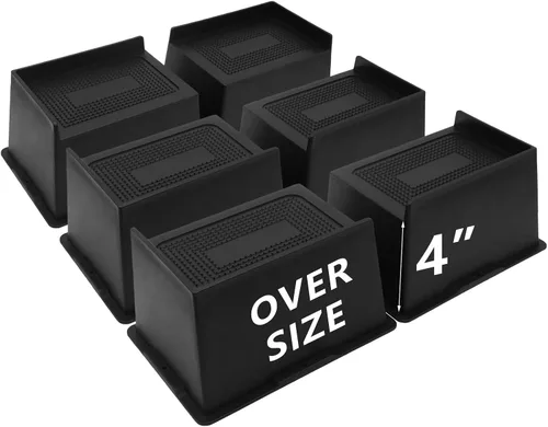 Miniatura 21 de Elevadores de cama de 4 pulgadas, resistentes, elevadores de muebles de gran tamaño, paquete de 4 elevadores de cama extra anchos para mesa, sofá