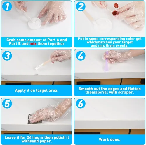 Miniatura 6 de Kit de reparación de encimera de cuarzo para azulejos y fibra de vidrio (color a juego), kit de reparación de granito y bañera, 4 onzas de porcelana