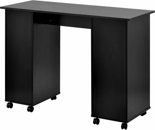 Miniatura 3 de Escritorio de manicura de uñas para técnico, estación de mesa de uñas de spa de salón de madera con gabinete, cajones, ruedas controlables (negro)