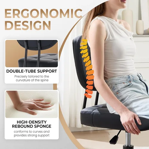 Miniatura 5 de Silla de oficina sin brazos cruzados para sentarse con patas cruzadas, silla de escritorio ergonómica de alta resistencia de 300 libras para TDAH