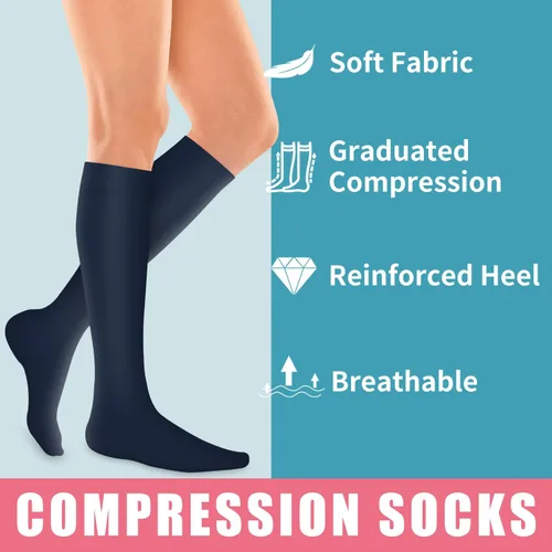 Miniatura 56 de Calcetines de compresión para mujeres y hombres (3 pares) – El mejor apoyo para enfermeras, correr, senderismo, recuperación y calcetines de vuelo