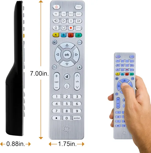 Miniatura 7 de GE Control Remoto Universal con Botones Retroiluminados, Reemplazo de Control Remoto para Samsung TV, Control Remoto Samsung para Smart TV, Plateado