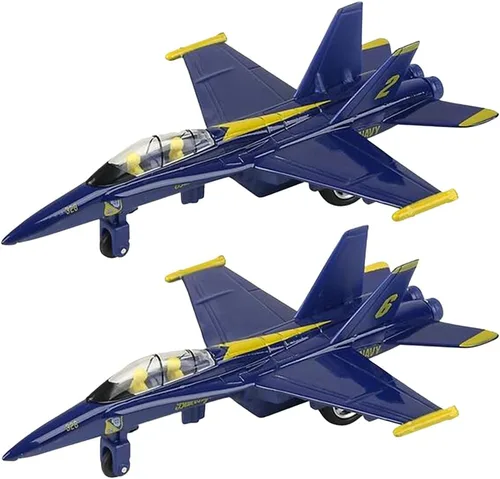 ArtCreativity Avión de juguete de 6 pulgadas F-18 Blue Angels con mecanismo de retroceso (juego de 2), juguetes de avión de metal fundido a presión