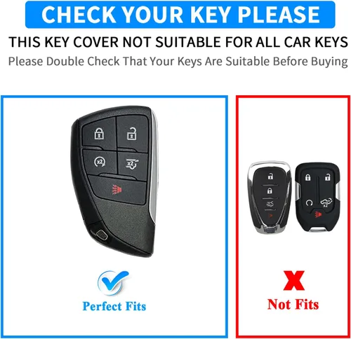 Miniatura 2 de QBUC Funda para llavero de cuero genuino Chevy, funda inteligente para llavero compatible con Chevy 2025 2024-2021 Tahoe Suburban GMC Yukon GM