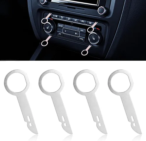 4 herramientas de extracción de radio de automóvil, juego de llaves de liberación estéreo DIN, pasadores de extracción de CD y DVD de acero