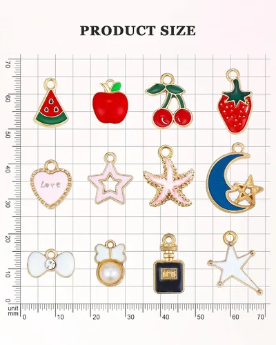 Miniatura 2 de JIALEEY 110 dijes esmaltados chapados en oro surtidos para hacer joyas, collares, pulseras, suministros de manualidades, Zinc, Aleación.