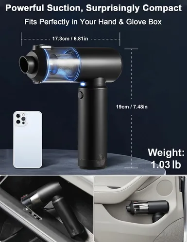 Miniatura 6 de Aspiradora de Aire Plumero 78000RPM Portátil para Coche Aspiradora Inalámbrica 4 en 1 Soplador de Aire y Bomba, Batería Removible de 6000mAh