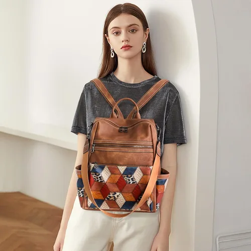 Miniatura 2 de AGLOD mochila de cuero para mujer, bolso de diseñador para damas, con correa para el hombro, bolso de trabajo de imitación, bolsos de mano