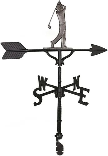Miniatura 6 de Montague Metal Products Veleta de 32 pulgadas con adorno de golfista negro satinado
