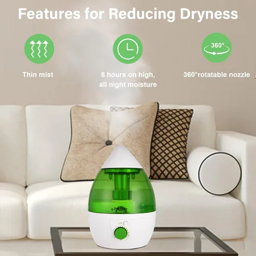 Miniatura 5 de Humidificador de niebla fría para dormitorio y habitaciones pequeñas, boquilla silenciosa de rotación de 360°, ajustable, luz nocturna y apagado