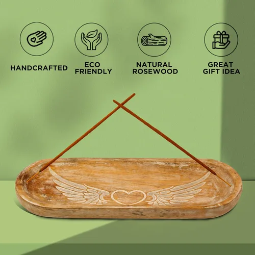 Miniatura 6 de Soporte de incienso tallado a mano, quemador de incienso, colector de cenizas, bandeja de madera hecha a mano, regalo moderno para decoración