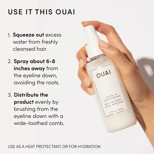 Miniatura 7 de OUAI Acondicionador sin enjuague y protector térmico para el cabello - Prepara el cabello para el peinado o usa como spray desenredante
