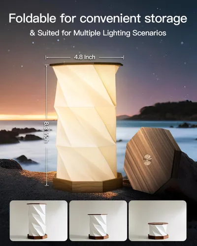 Miniatura 4 de JTT Lámpara de mesa recargable portátil pequeña Lámpara de escritorio inalámbrica LED Luces de noche regulables sin escalones Lámpara de papel