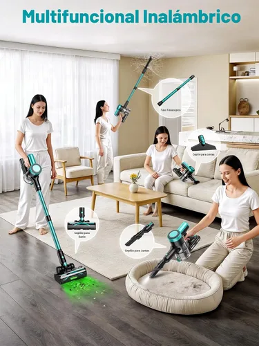 Miniatura 4 de Aspiradora inalámbrica, aspiradora 10 en 1 de 58 Kpa para el hogar, aspiradora de palo de 55 minutos con autopie y pantalla LED, antienredos y carga