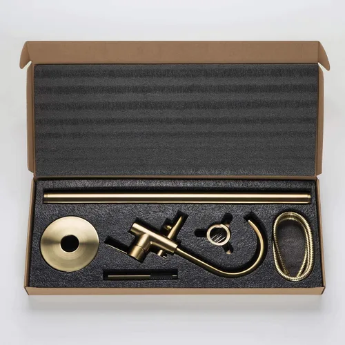 Miniatura 12 de WOODBRIDGE F0007 BG Grifo de bañera independiente relleno de bañera para montaje en el suelo de latón grifos de baño con ducha de mano, F-0007 Oro