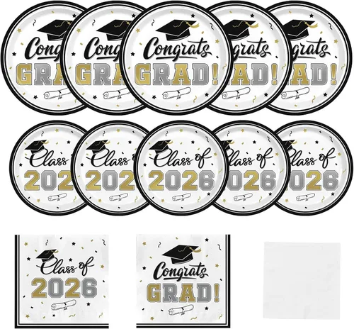 Miniatura 13 de Platos y servilletas de fiesta de graduación Gatherfun 2022 suministros para fiesta de graduación, platos de papel desechables granate, servilletas