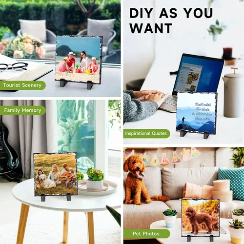 Miniatura 6 de Marco de fotos personalizado de pizarra de roca, placa de piedra personalizada para perros, regalos conmemorativos para la pérdida de perro, regalos