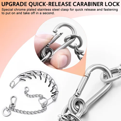 Miniatura 4 de DEYACE Collar de entrenamiento para perros de acero inoxidable, hebilla de liberación rápida, collar ajustable para perros pequeños, circunferencia