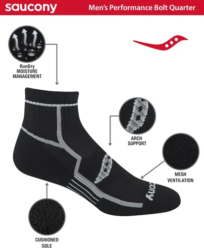 Miniatura 2 de Saucony Men's Multi-pack Bolt Performance Quarter Socks
