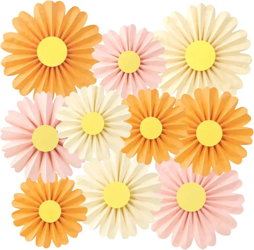 Miniatura 20 de SUNBEAUTY Abanicos de papel dorados y negros para fondo de fiesta de té, boda, primavera, cumpleaños, aula, baby shower, Halloween, decoración