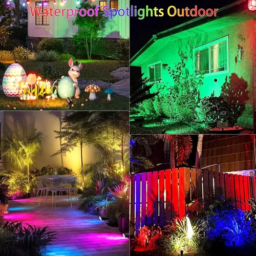 Miniatura 3 de RGBW - Foco multicolor para exteriores: 16 luces de paisaje que cambian de color con control remoto de 120 V enchufable, luz LED impermeable