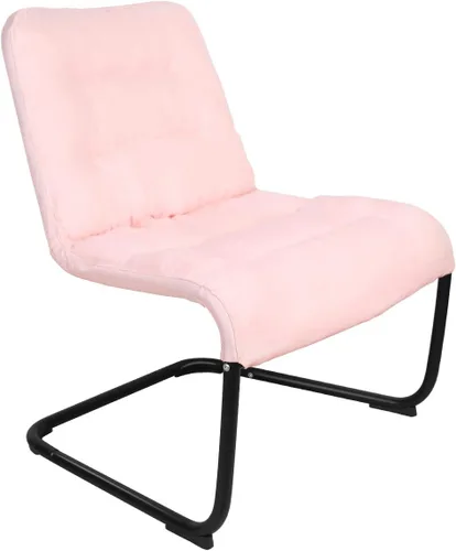 Zenree Silla moderna tapizada de metal duradero con cojín suave, color rosa, ideal para dormitorios, salas de estar, dormitorios, espacios Rosado