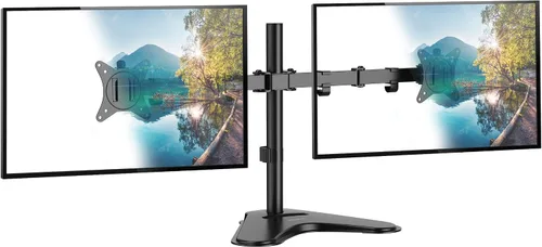 Miniatura 9 de Mount-It! Soporte de monitor doble para escritorio, soporte de monitor independiente para 2 pantallas de hasta 32 pulgadas, altura ajustable