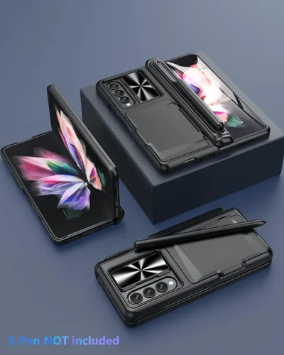 Miniatura 7 de Viaotaily Funda para Galaxy Z Fold 3 con Soporte para Bolígrafo, Funda Fold 3 con Protección de Bisagra y Protector de Pantalla, Funda con Soporte