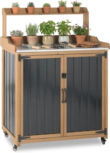 Miniatura 13 de Armario de almacenamiento esquinero para exteriores de 62 pulgadas de alto con puertas con cerradura, armario de almacenamiento pequeño
