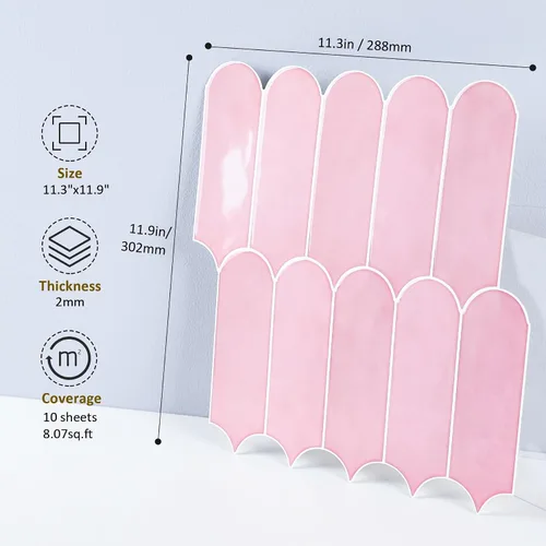 Miniatura 2 de Protector contra salpicaduras de color rosa, azulejos autoadhesivos de plumas para pared, apto para inquilinos, para cocina, baño, lavandería